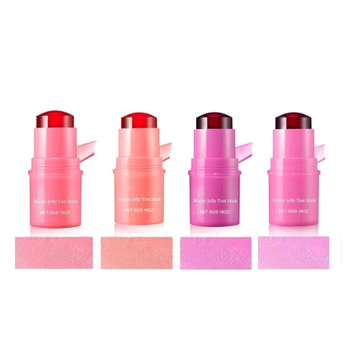 Milk Jelly Tint, Milk Cooling Water Jelly Tint, Makeup Lip Tint, Jelly Blush Stick, Sheer Lip & Cheek Stain Solid Moisturizer Stick, Buildable Watercolor Finish (4 colors) - 4 colors