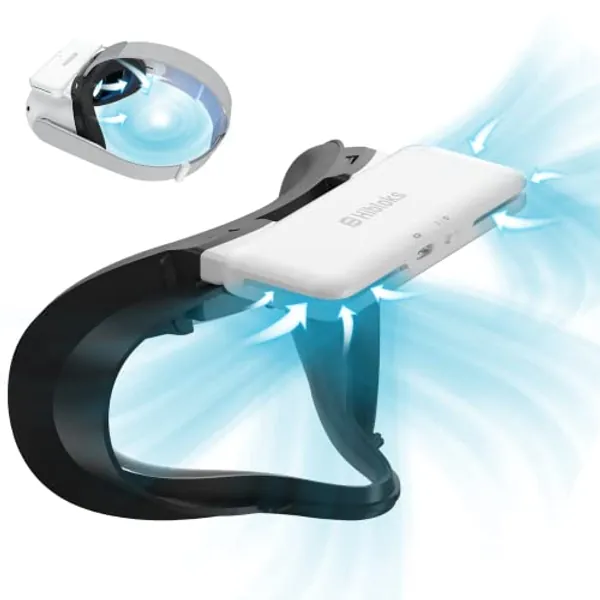 HiBloks Cooling Fan Face Cover for Meta/Oculus Quest 2 Accessories, Soft Lycra Cotton Face Cover, Quest 2 Cooling Fan Active Air Circulation Ventilation to Relieve Lens Fogging (2 Speeds)