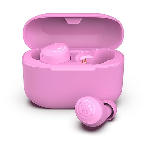 JLab Go Air Pop True Wireless Bluetooth Earbuds & Charging Case - Pink, Dual Connect, IPX4 Sweat Resistance, Bluetooth 5 Connection, 3 EQ Sound Settings Signature, Balanced, Bass Boost - Pink - Pop+