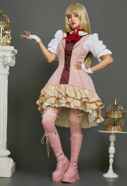 Tekken 8 Lili Cosplay Costume Court Style Shirt and Dress with Gloves Thigh-high Stockings