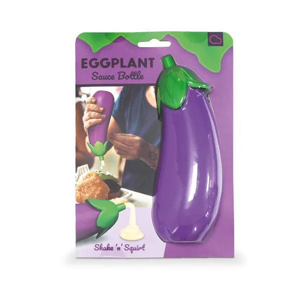 Bubblegum Stuff - Eggplant Sauce Bottle | Emoji-inspired Sauce Bottle - Kitchen Accessories | 330ml BPA-Free Mayonnaise & Ketchup Bottle - Dishwasher Safe - 