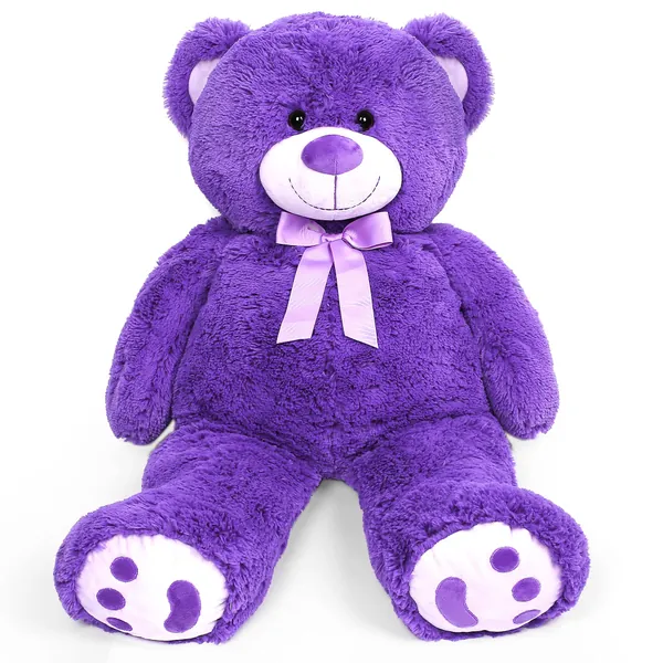 LotFancy 3FT Big Teddy Bear Stuffed Animals, Large Bear Plush Toy with Footprint, Gifts for Kids, Wife, Girlfriends on Birthday Valentine’s Day - Purple 3FT