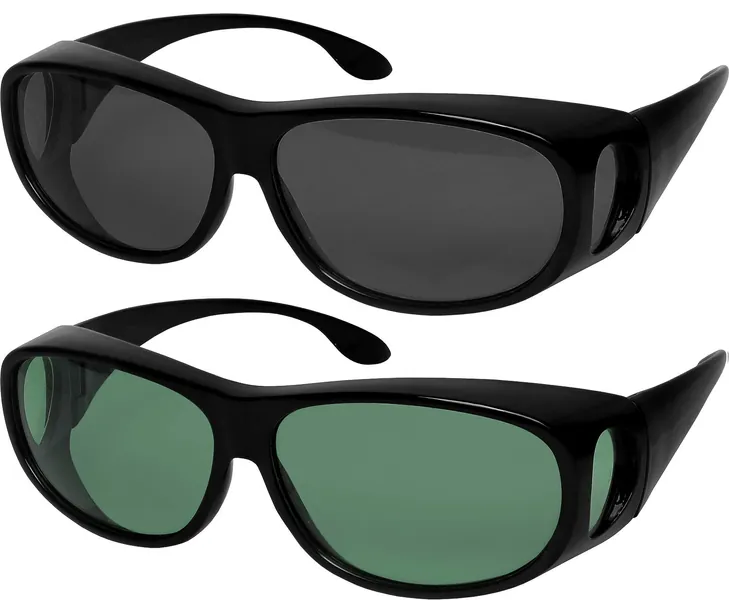 Fit Over Sunglasses Polarized Lens Wear Over Prescription Eyeglasses 100% UV Protection for Men and Women - Set of Smoke & G15