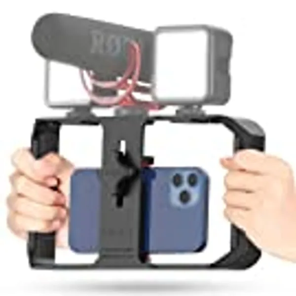 ULANZI U Rig Pro Smartphone Video Rig, Filmmaking Vlogging Case, Phone Video Stabilizer Grip Tripod Mount for Videomaker Film-Maker Video-grapher with Cold Shoe Mount for iPhone Samsung and More