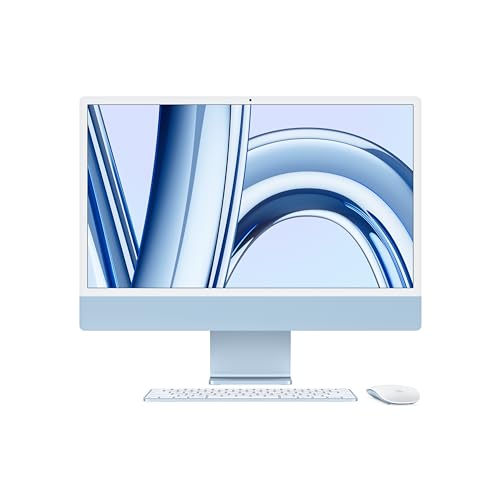 Apple 2023 iMac All-in-One Desktop Computer with M3 chip: 8-core CPU, 10-core GPU, 24-inch Retina Display, 8GB Unified Memory, 512GB SSD Storage, Matching Accessories. Works with iPhone/iPad; Blue - 10-core GPU - 512GB - Blue