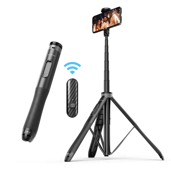 ATUMTEK 51" Selfie Stick Tripod, All in One Extendable Phone Tripod Stand with Bluetooth Remote 360° Rotation for iPhone and Android Phone Selfies, Video Recording, Vlogging, Live Streaming, Black - 51" Black