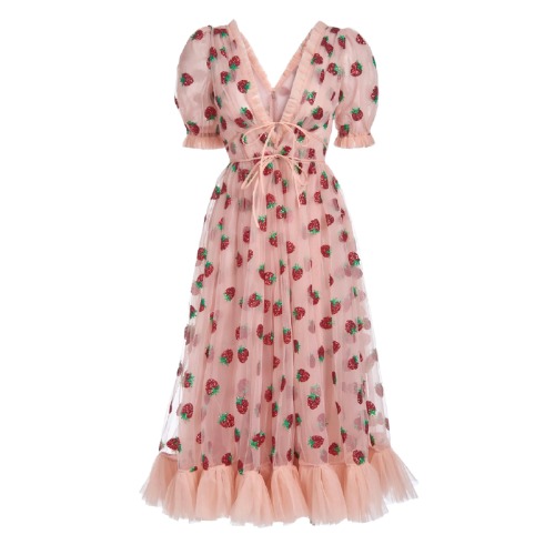 Strawberry Midi Dress | L