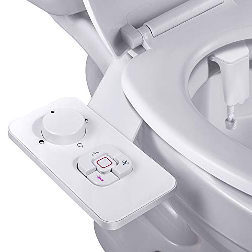 Bidet Attachment for Toilet UK- SAMODRA Non-Electric Cold Water Bidet Toilet Seat Attachment with Pressure Controls,Retractable Self-Cleaning Dual Nozzles for Frontal & Rear Wash - White - A-white