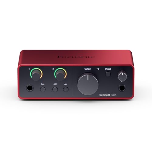 Focusrite Scarlett Solo 4th Gen USB Audio Interface, for the Guitarist, Vocalist, or Producer — High-Fidelity, Studio Quality Recording, and All the Software You Need to Record - Single - Solo