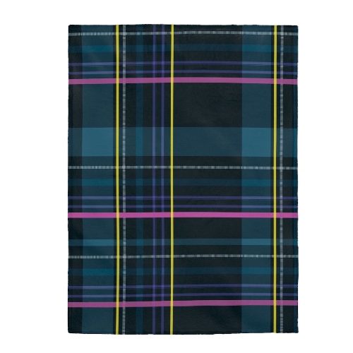 Blue Plaid Plush Throw Blanket - 3 Sizes - 60" × 80"