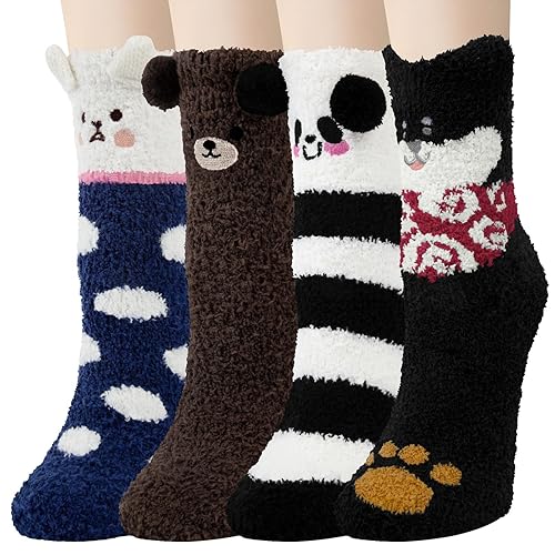 YSense Snug Kuschelsocken Damen Flauschige Winter Socken Frauen Haussocken Mädchen Süßes Geschenk Weihnachtssocken Geburtstagsgeschenk,MEHRWEG - Mehrfarbig-3