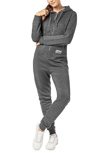 Eight 2 Nine Damen Sweat Overall Einteiler Onesie - XS-S - Middle-grey