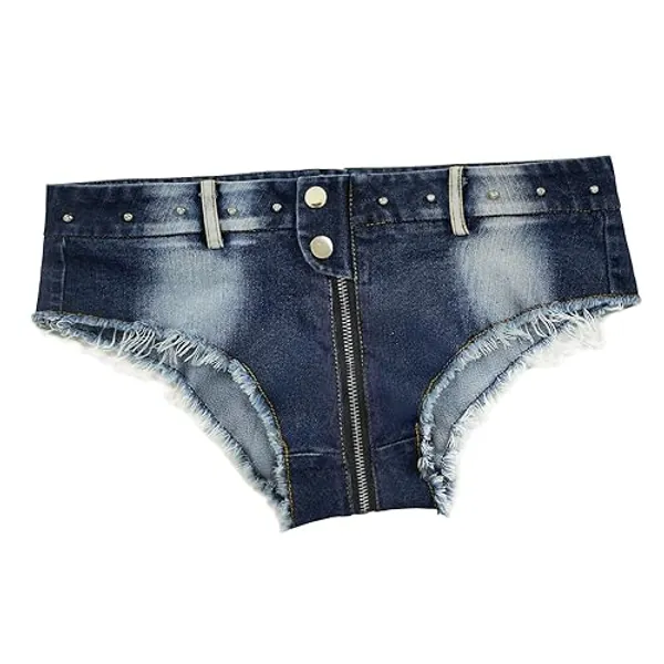 Women's Stretch Mini Denim Shorts Low Waist High Cut Hot Pants Jeans for Nightclubs Bars and Beaches - Small - Z2392bu