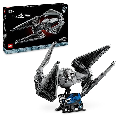 LEGO Star Wars TIE Interceptor UCS Vehicle Building Set, Model Kit for Adults to Build, with Pilot Minifigure & Droid Figure, Collectible Gifts for Men, Women, Him or Her 75382