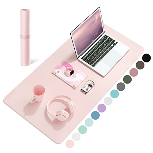 Non-Slip Desk Pad, Waterproof PVC Leather Desk Table Protector, Ultra Thin Large Mouse Pad, Easy Clean Laptop Desk Writing Mat for Office Work/Home/Decor (Pink, 80 x 40 cm) - Pink - 80 x 40 cm