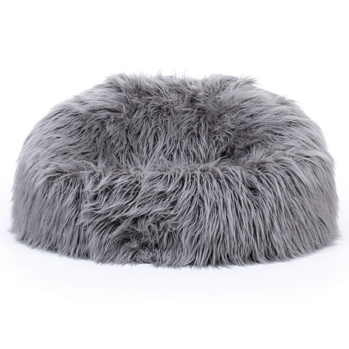 icon Soho Mongolian Faux Fur Bean Bag Chair, Charcoal Grey, Luxury Fluffy Bean Bags Adult, Large Bean Bags with Filling Included, Living Room Bean Bags