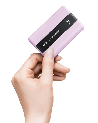 VRURC Portable Power Bank, 20000mAh Mini Portable Charger Fast Charging, USB C In & Out Small Charging Battery Pack with LED Display Compatible with iPhone 15, 15plus.15pro, Samsung, Android - Purple