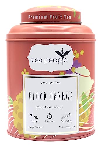 Tea People Blood Orange, 125 g Loose Tea in Tin Caddy - Orange - 125 g (Pack of 1)