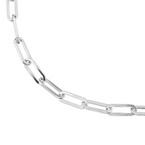 Silver Large Elongated Link Chain Bracelet - 9"