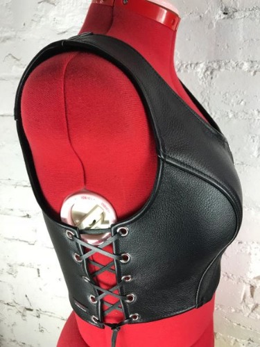 Cropped vest Style Top with Zipper Front and Lace Up Sides