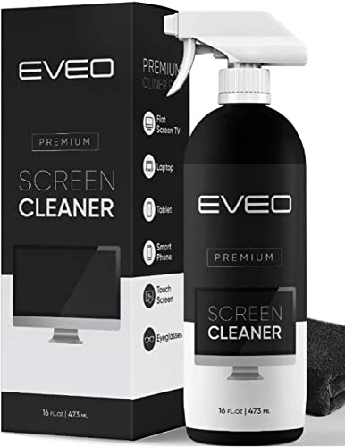 Screen Cleaner Spray (16oz) - Large Screen Cleaner Bottle - TV Screen Cleaner, Computer Screen Cleaner, for Laptop, Phone, Ipad - Computer Cleaning kit Electronic Cleaner - Microfiber Cloth Wipes - 1 Pack