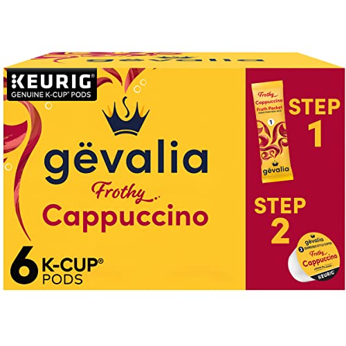Gevalia Frothy 2-Step Cappuccino Espresso Keurig K-Cup Coffee Pods & Froth Packets Kit (6 ct Box) - Cappuccino (6ct Box)