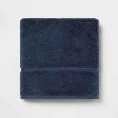 Spa Plush Bath Towel Navy - Threshold™: 100% Cotton, Heavyweight 550-800 GSM, Machine Washable, Terry Cloth