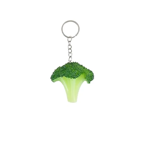 Imitation Food Keychain Fried Chicken Leg Nuggets Wing Keychain for Handbag Purse Car Accessories - Broccoli