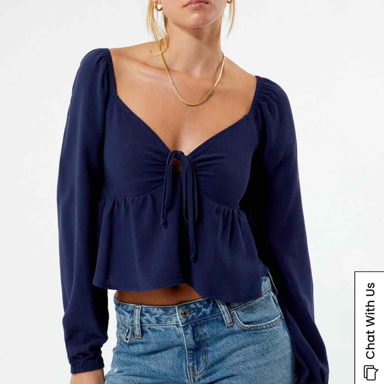 LA Hearts Long Sleeve Keyhole Linen Babydoll Top | PacSun