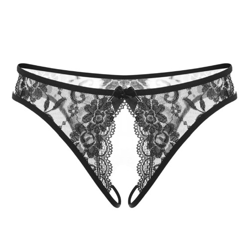 Hot Women's Panties Sexy Lingerie Open Crotch Panties Underwear Lady's Crotchless Thongs G-String With Bow Transparent Briefs - A / One Size / 1pc