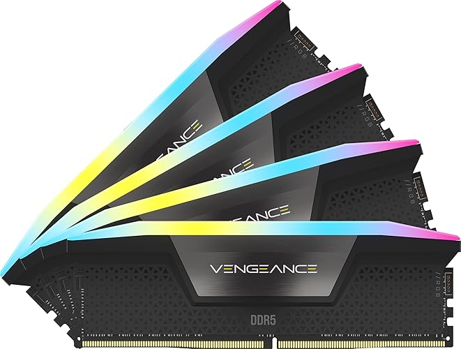 CORSAIR VENGEANCE RGB DDR5 RAM 64GB (4x16GB) 6600MHz CL32 Intel XMP iCUE Compatible Computer Memory - Black (CMH64GX5M4B6600C32) - 64GB (4x16GB) - Black