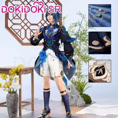 DokiDoki-SR Game Genshin Impact Cosplay Xingqiu Costume Lantern Rite 2024 Skin Bamboo Rain Xing Qiu | X-Order Processing Time Refer to Description Page