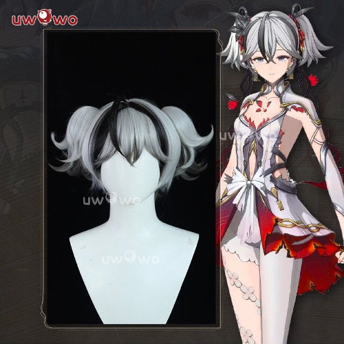 【Pre-sale】Uwowo Game Wuthering Waves Chun Camellya Cosplay Wig Middle Black And Silver Hair With Ponytails | Default Title