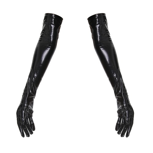 Amorino Women's Sexy Latex Elbow Gloves - Black / XL