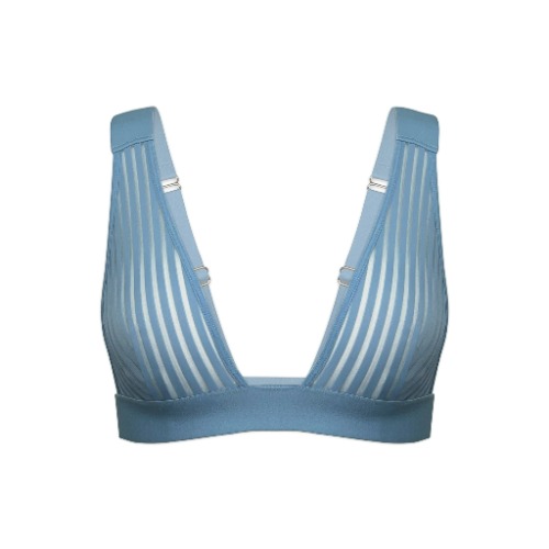 Vertigo V Neck Bralette Denim Blue - S / Denim Blue