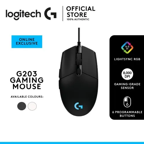 Logitech Gaming Mouse G203 2nd Gen 8,000 DPI, LIGHTSYNC RGB Wired