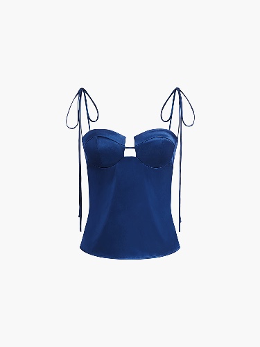 Sweetheart Satin Cami Top | Blue / XS