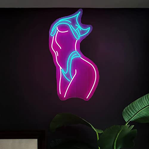 1pc Personalized LED Neon Sign for Bedroom, Bar, and Game Room - Customized Female Body Finger Sign for Family, Friends, and Birthdays