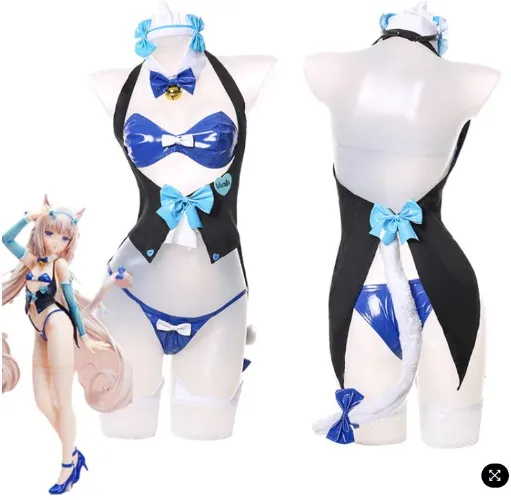 Enhopty Nekopara Vanilla Rabbit Girl Halloween Carnival Suit Cosplay Costume