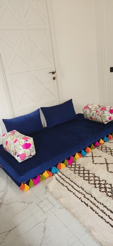 Reversible Bohemian Floral Tassel Floor Sofa-3 Seater Without Mattress