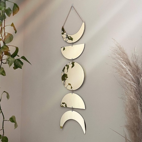 Incrizma Moon Cycle Wall Decor | Acrylic Decorative Moon Phase Mirror Boho Wall Hanging | Bohemian Decor for Bedroom |Preppy Aesthetic Mirror Decorations for Living Room Moon Phases Art (Gold Color) - Gold Color ₹999.00