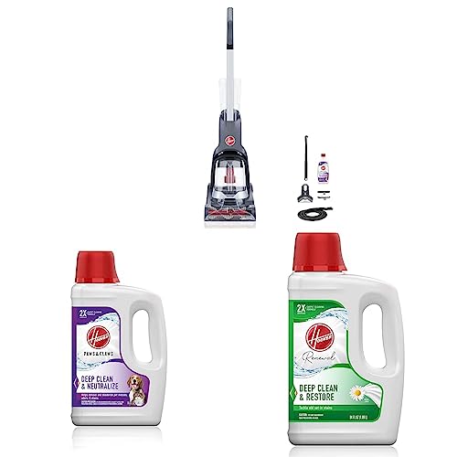 Hoover PowerDash Pet Advanced Compact Carpet Cleaner Machine & Paws & Claws Deep Cleaning Carpet Shampoo with Stainguard & Hoover Renewal Deep Cleaning Carpet Shampoo - PowerDash Pet Advanced - Cleaner + Shampoo + Cleaning Shampoo