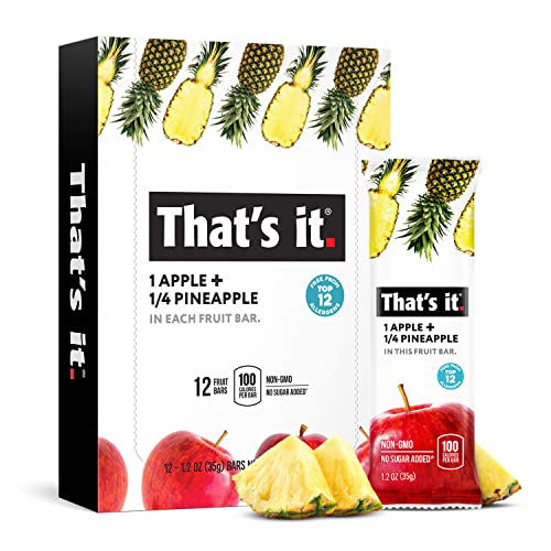 That's it. Apple + Pineapple 100% Natural Real Fruit Bar, Best High Fiber Vegan, Gluten Free Healthy Snack, Paleo for Children & Adults, Non GMO No Added Sugar, No Preservatives Energy Food (12 Pack) - Pineapple - 12 Count (Pack of 1)