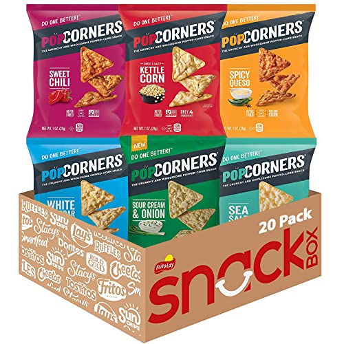 PopCorners Popped Corn Snacks, 6 Flavor Variety Pack, 1oz Bags (20 Pack) - 6 Flavor Variety Pack