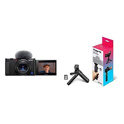 Sony ZV-1 Camera for Content Creators and Vloggers with Vlogger Accessory Kit Black - w/ Accessory Kit - Black