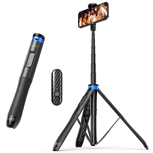 ATUMTEK 51" Selfie Stick Tripod, All in One Extendable Phone Tripod Stand with Bluetooth Remote 360° Rotation for iPhone and Android Phone Selfies, Video Recording, Vlogging, Live Streaming, Blue - 51" - Blue