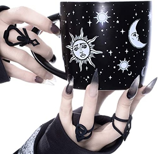 Rogue + Wolf Coffee Mug (Celestial) Halloween Decor Spooky Gifts Ghost Cool Mugs for Women & Men Witch Goth Accessories Hocus Pocus Gothic Witchy Witchcraft Supplies Tea Creepy Cup - 14.2oz / 420ml - Celestial - 14.2 Fluid Ounces