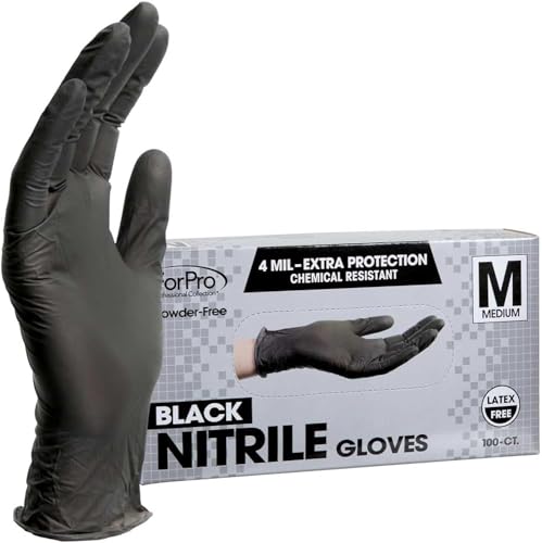 Black 4-Mil Nitrile Gloves - Medium (Pack of 100)