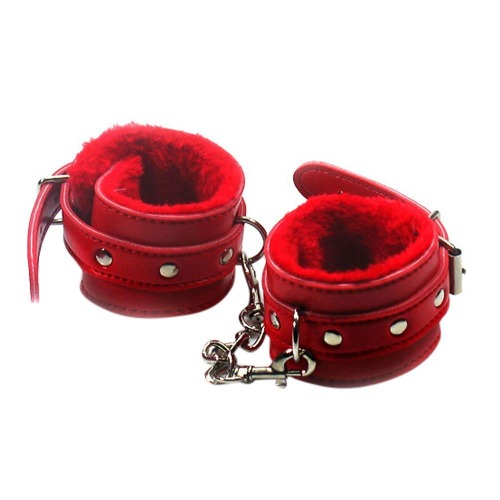 Cuffs with Cozy Red Fur Lining