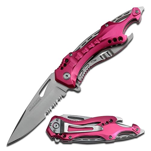 Tac Force- TF-705 Series - Bottle Opener, Glass Punch and Pocket Clip, Tactical, EDC, Rescue - Pink